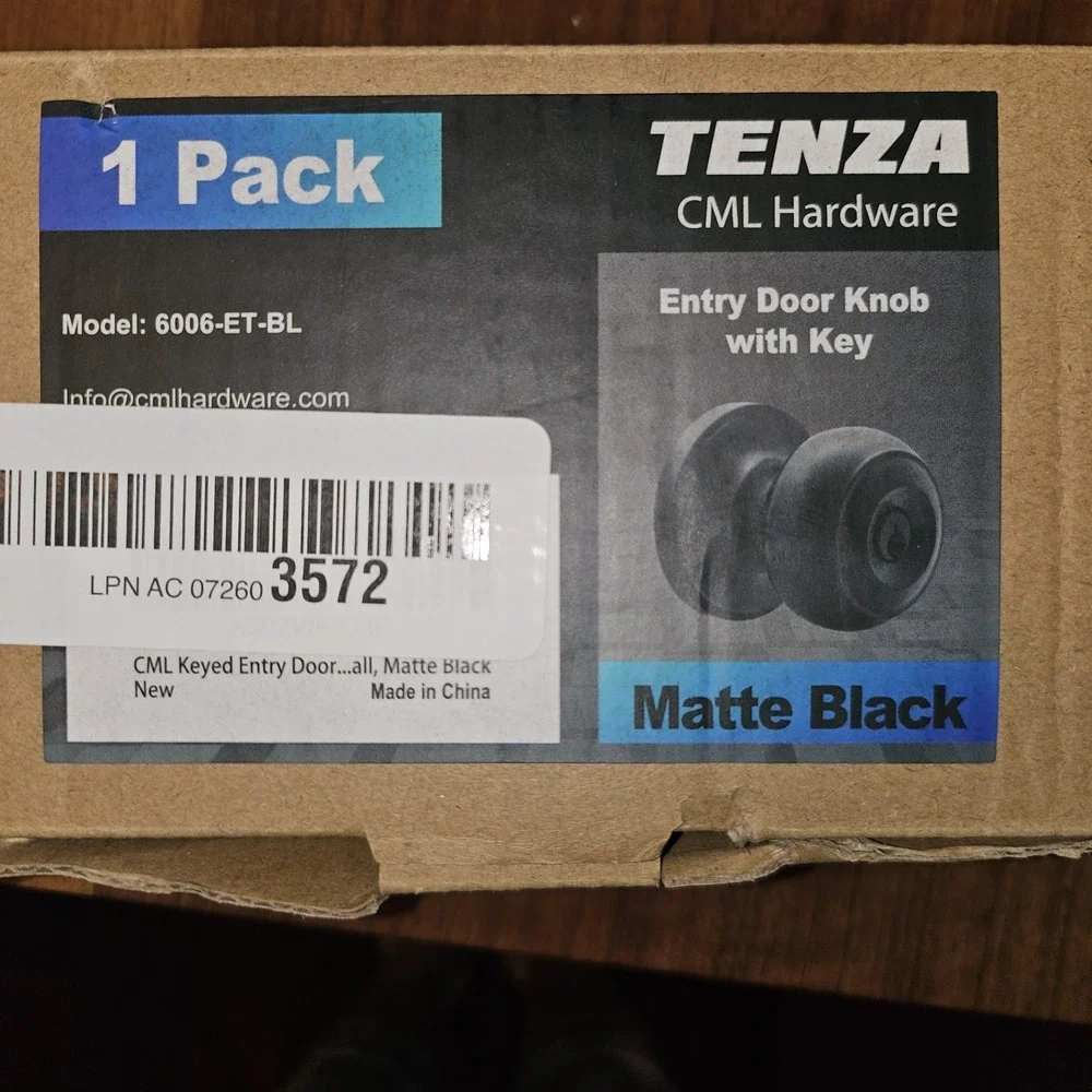 CML Hardware Matte Black Keyed Entry Door Knob for Entrance, Exterior and Int...
